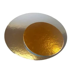 Platos redondos para tarta dorado y plateado 28 cm (3)
