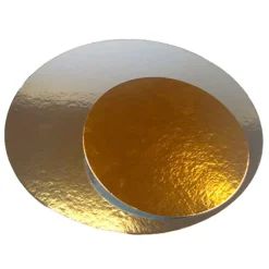 Platos redondos para tarta dorado y plateado 33 cm (3)