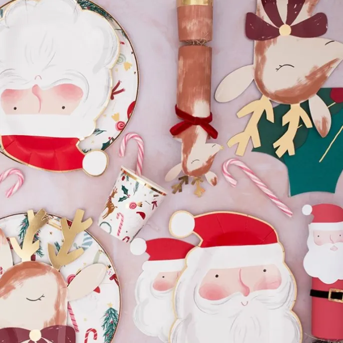 Platos reno con lazo Navidad 24 cm (8) - Meri Meri