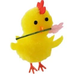 Pollito amarillo con flor 5 cm