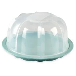 Portatartas transparente con base azul Bundt - Nordic Ware