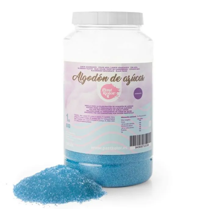 Preparado en polvo para algodón de azúcar azul sabor arándanos 1 kg - Sin gluten - Pastkolor