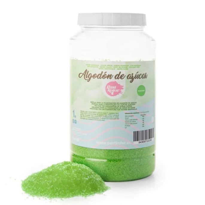 Preparado en polvo para algodón de azúcar verde sabor manzana 1 kg - Sin gluten - Pastkolor