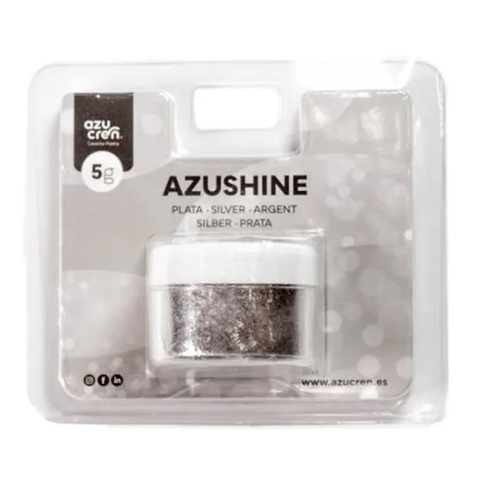 Purpurina comestible en polvo plateada Azushine 5 g - Azucren