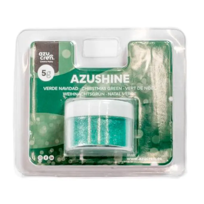 Purpurina comestible en polvo verde navidad Azushine 5 g - Azucren