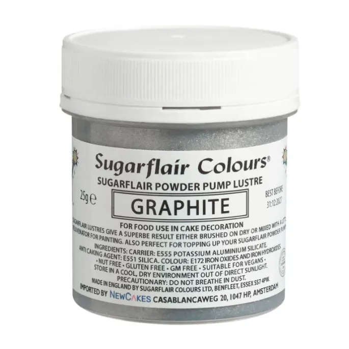 Purpurina en polvo plata grafito 25 g - Sin gluten - Sugarflair