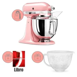 Robot amasador rosa seda 4,8 l - Artisan Elegance 5KSM175PS - KitchenAid + LIBRO + REGALO bol cerámica