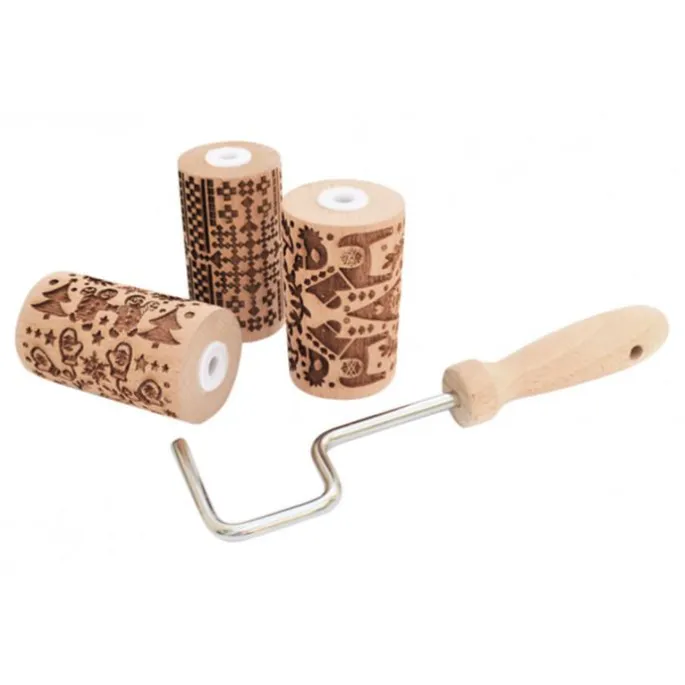 Rodillos marcadores de madera Navidad 7 cm (3) - ScrapCooking