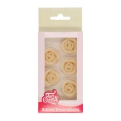 Rosas de mazapán blancas 2,5 cm (6) - Funcakes