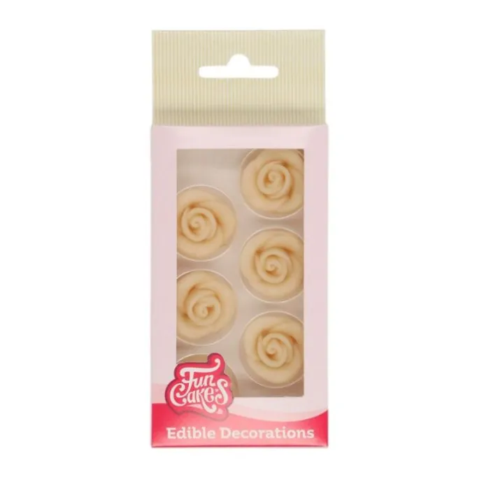 Rosas de mazapán blancas 2,5 cm (6) - Funcakes