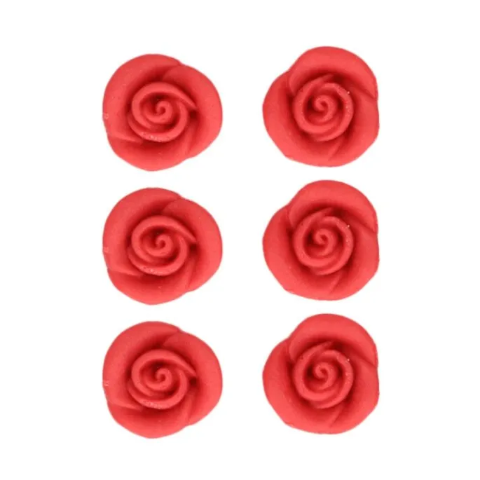 Rosas de mazapán rojas 2,5 cm (6) - Funcakes