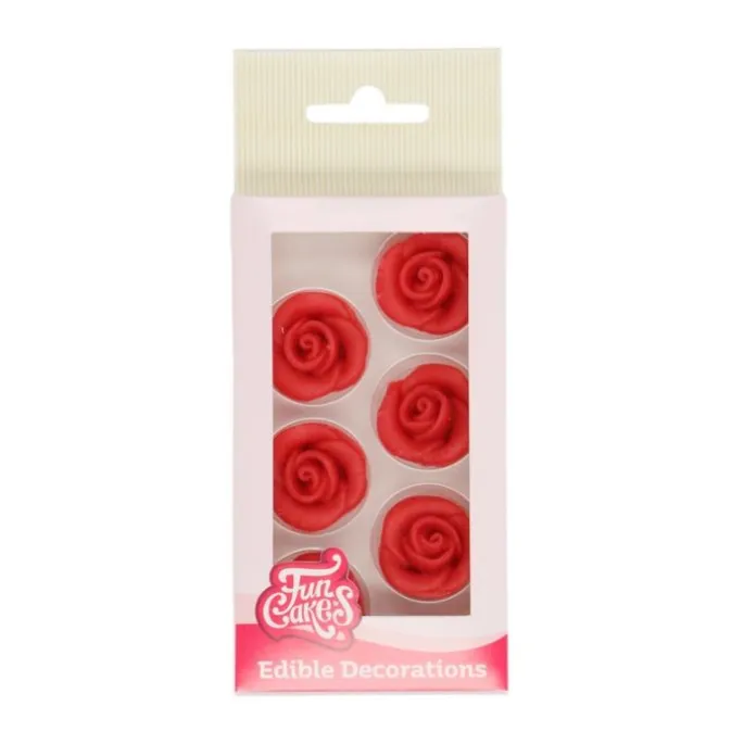 Rosas de mazapán rojas 2,5 cm (6) - Funcakes