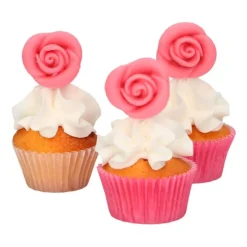 Rosas de mazapán rosas 2,5 cm (6) - Funcakes