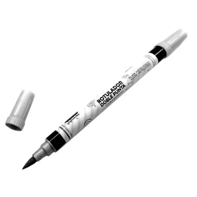 Rotulador comestible doble punta plateado metalizado - Azucren