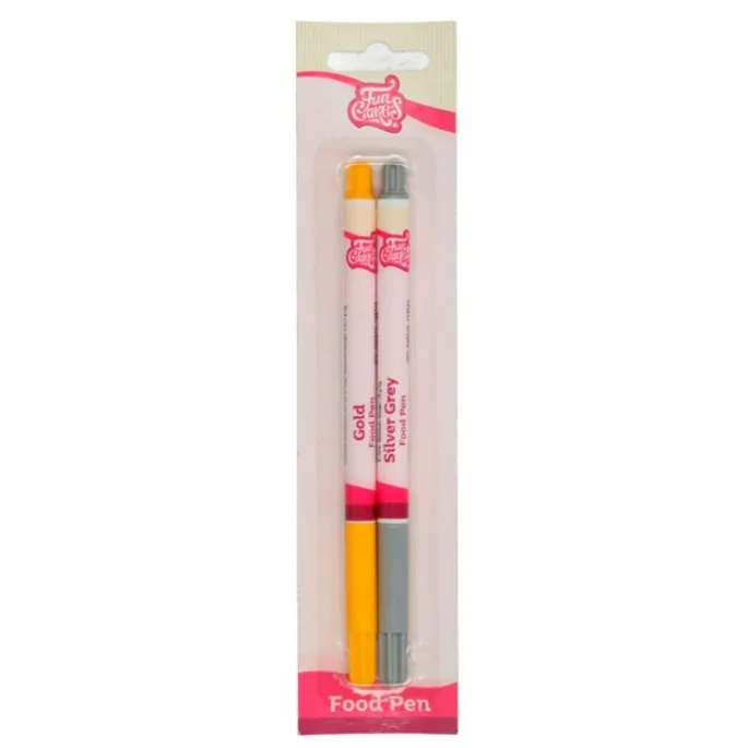 Rotuladores comestibles amarillo dorado y gris plata (2) - Funcakes