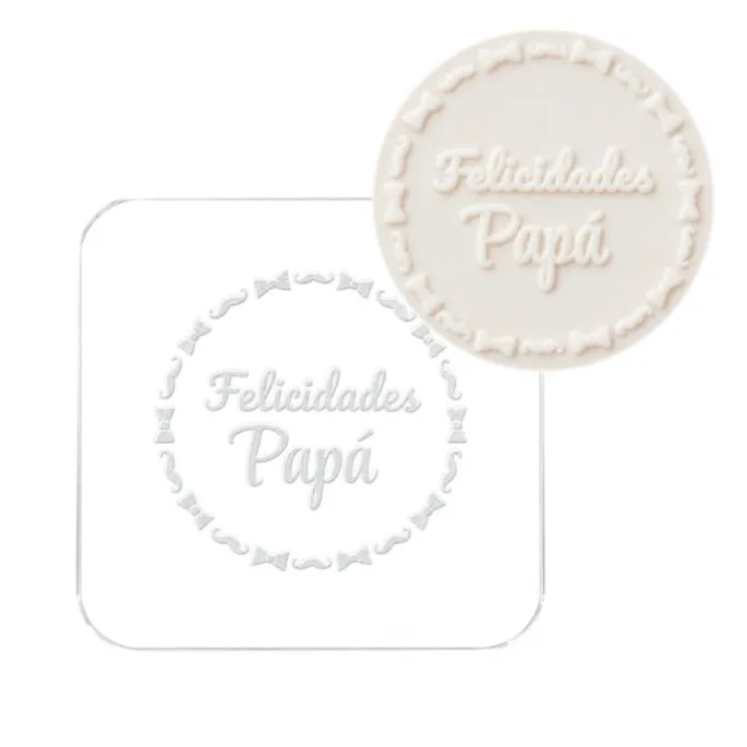 Sello para galletas Felicidades Papá - Metacrilato grabado