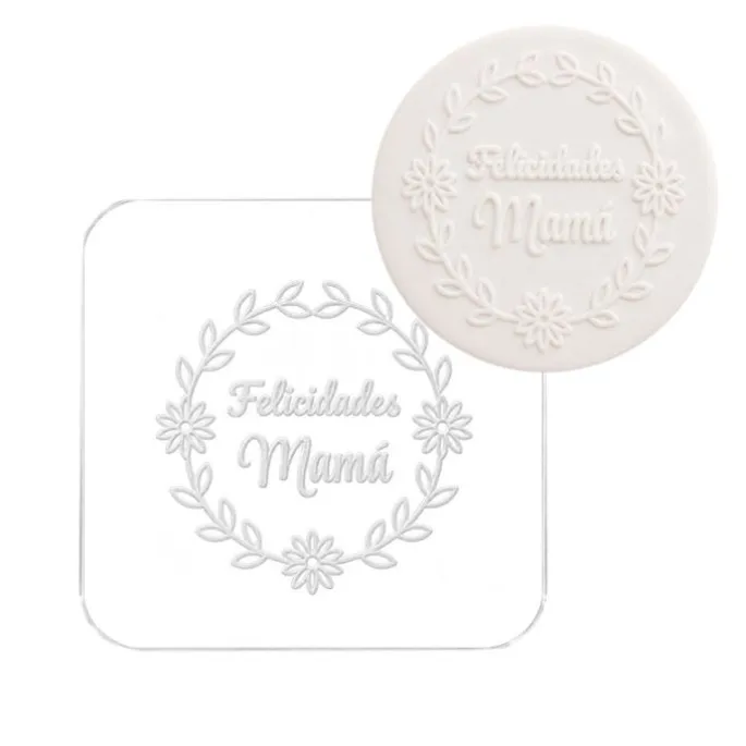 Sello para galletas Felicidades Mamá - Metacrilato grabado