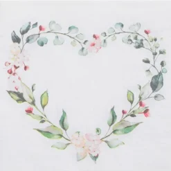 Servilletas de papel corazón flores (20)