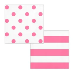 Servilletas de papel rayas y lunares rosas (16) - Creative Converting