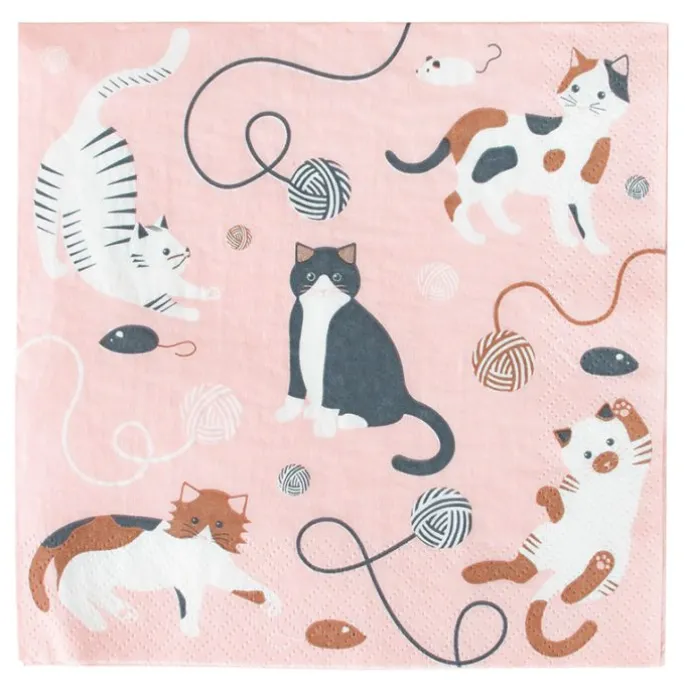 Servilletas rosas gatos (20) - My Little Day