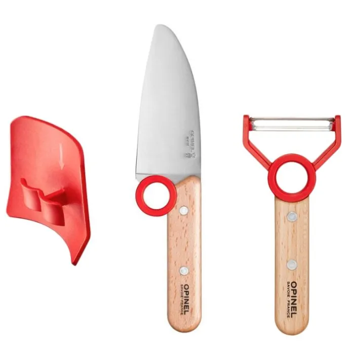 Set de cuchillo, pelador y protector de dedos Le Petit Chef - Acero inoxidable - Opinel