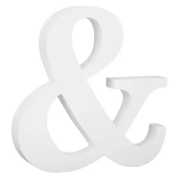Signo de madera blanco "&" 25 cm