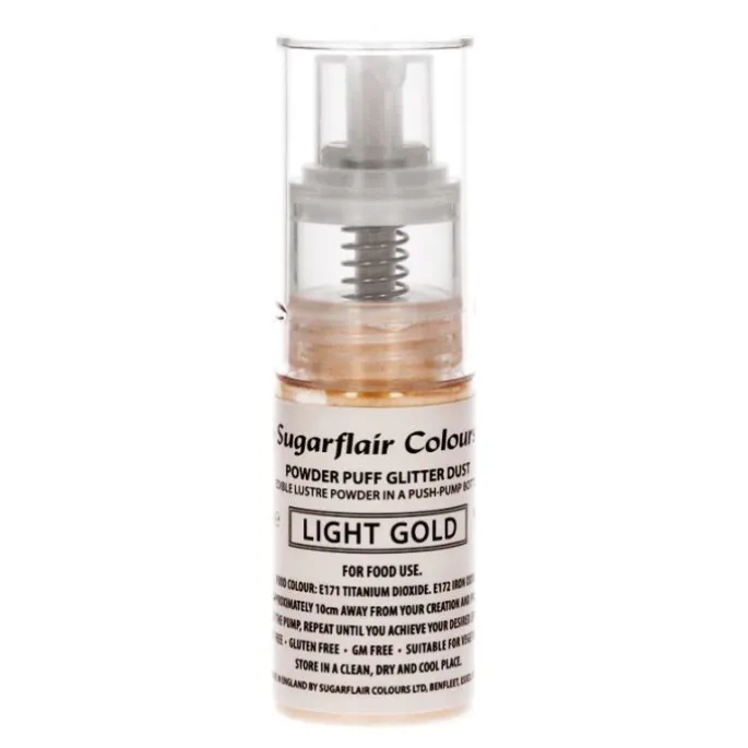 Spray de purpurina en polvo oro claro 10 g - Sugarflair