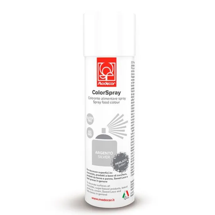 Spray perlado plateado 250 ml - Sin gluten - Modecor