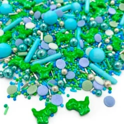 Sprinkles azul, verde y plata Jurassic Party 90 g - Happy Sprinkles