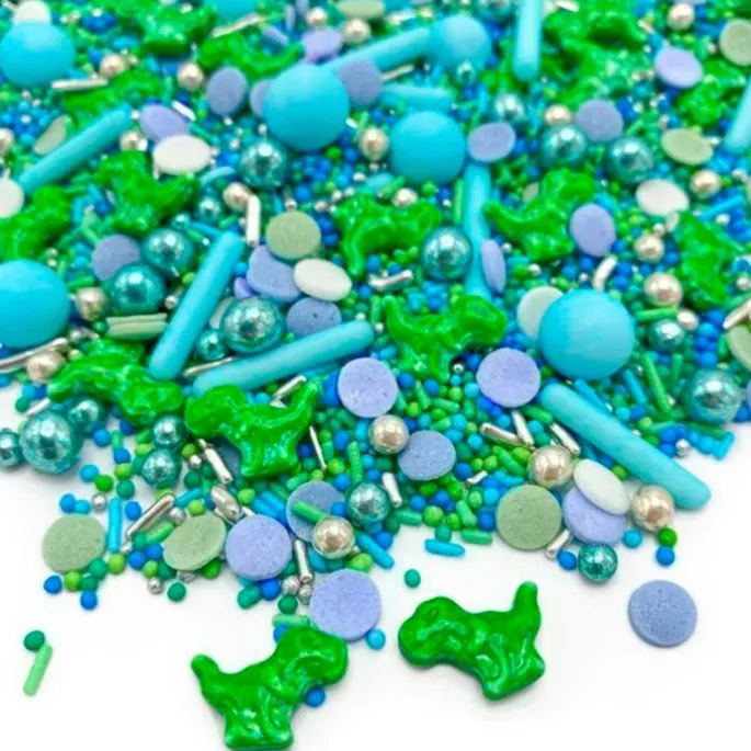 Sprinkles azul, verde y plata Jurassic Party 90 g - Happy Sprinkles
