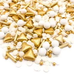 Sprinkles blancos y dorados Champagne Shower 90 g - Happy Sprinkles