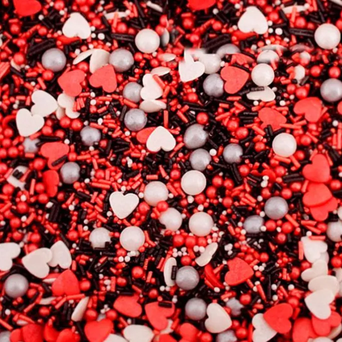 Sprinkles corazones y bolitas rojos San Valentín 90 g - Azucren