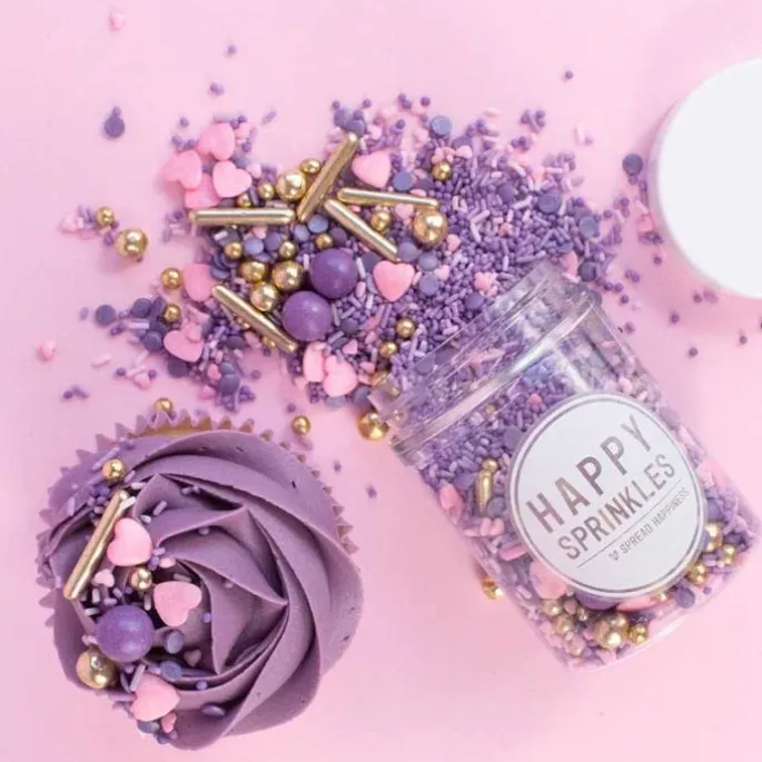 Sprinkles de corazones Purple Elegance 90 g - Happy Sprinkles