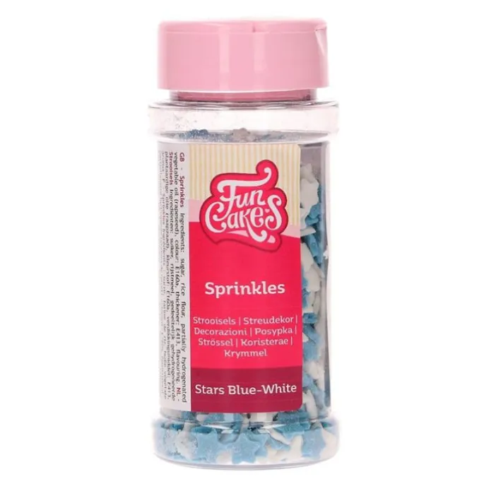 Sprinkles estrellas blancas y azules 55 g - Funcakes