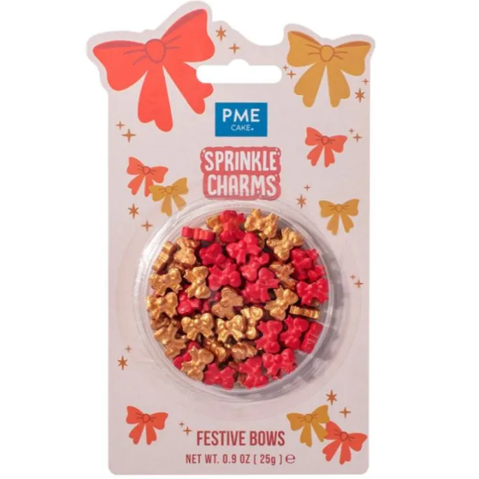 Sprinkles lazos de regalo rojos y dorados de azúcar Navidad 25 g - PME