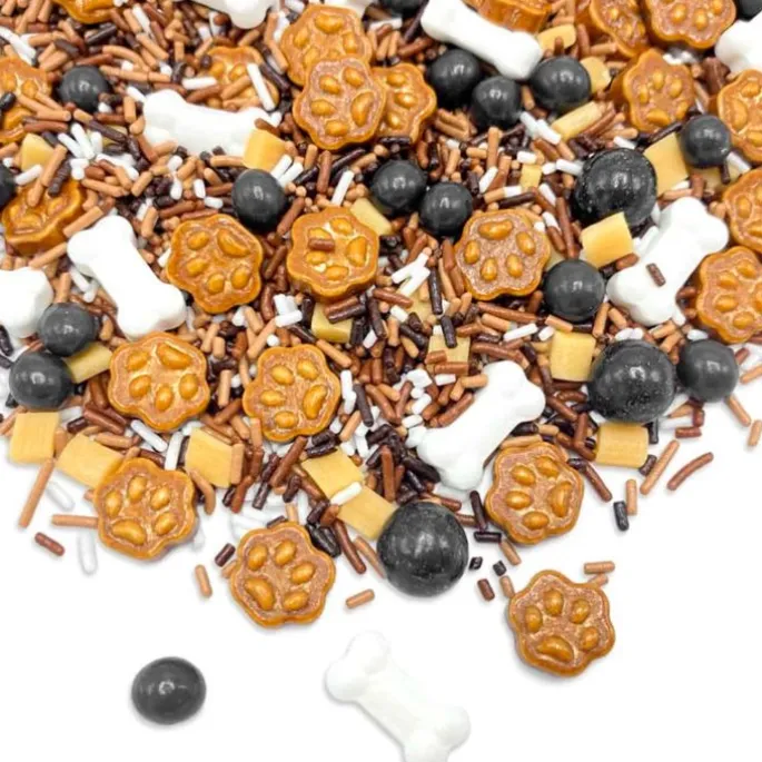 Sprinkles marrones huesos y huellas Dog Pawty 90 g - Happy Sprinkles