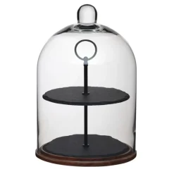 Stand de 2 niveles con campana de cristal - Pizarra - Kitchen Craft