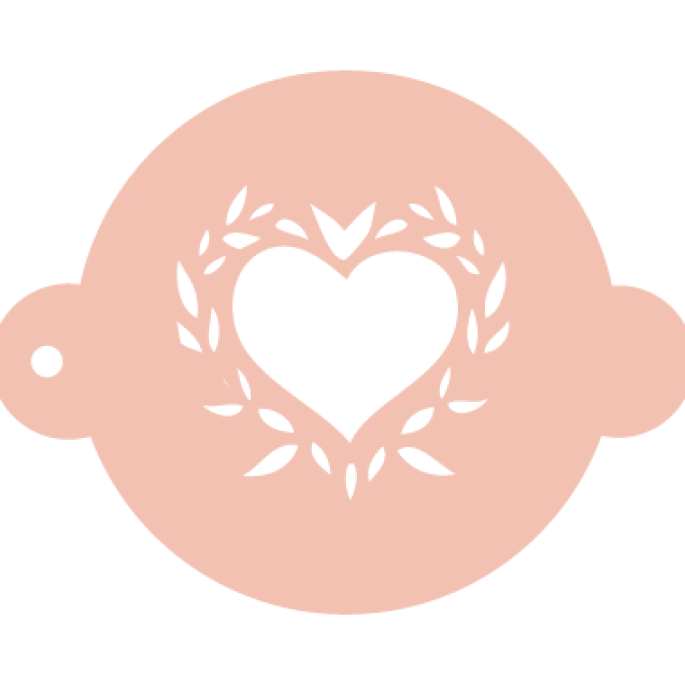 Stencil corazón con hojas 20 cm - TodoStencil