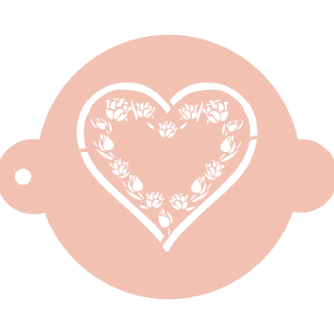 Stencil corazón con rosas 20 cm - TodoStencil