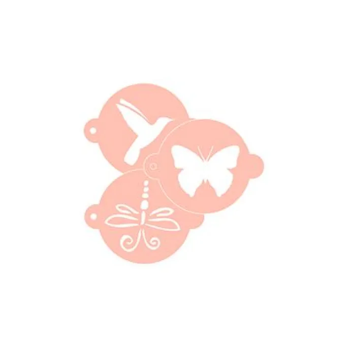 Stencils de pájaro, libélula y mariposa 9 cm (3) - TodoStencil