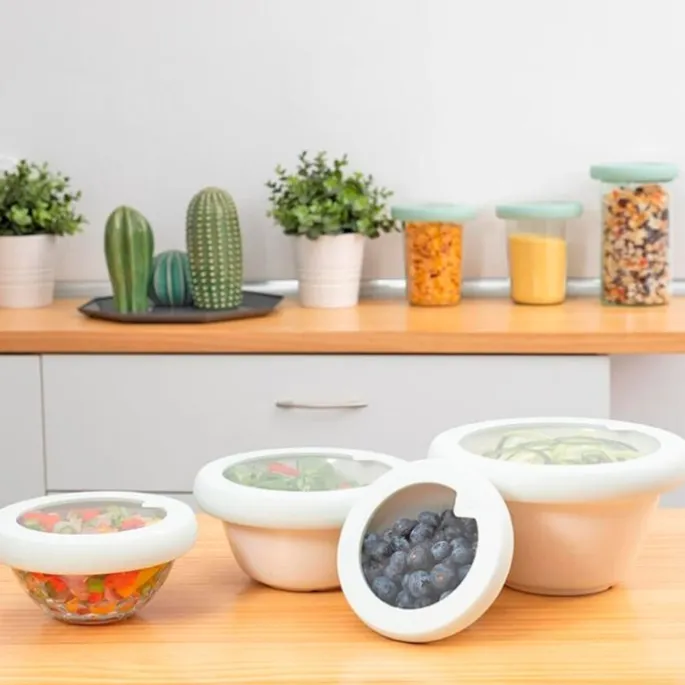 Tapa para conservar al vacío blanca S 15 cm - Cristal y Silicona (sin BPA) - Food Huggers