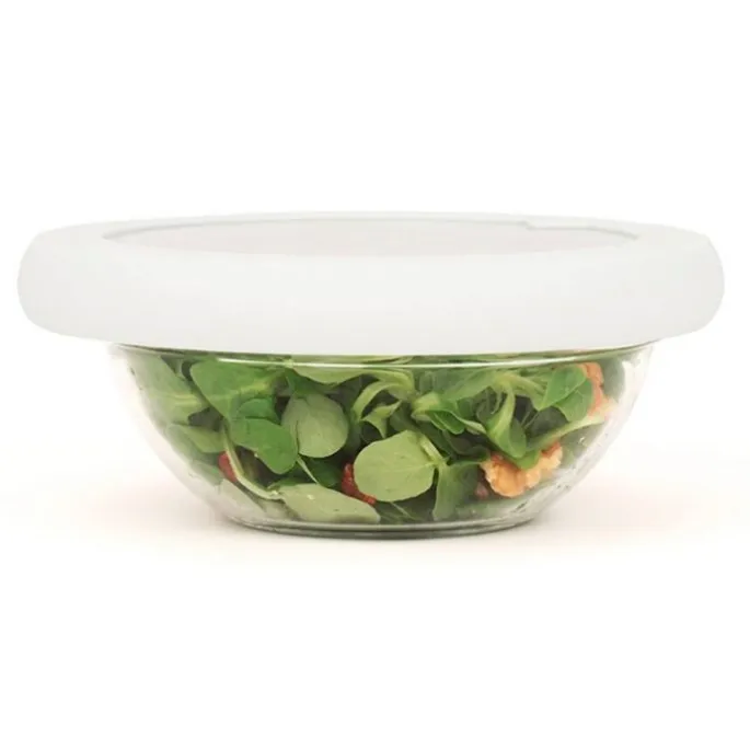 Tapa para conservar al vacío blanca L 20 cm - Cristal y Silicona (sin BPA) - Food Huggers