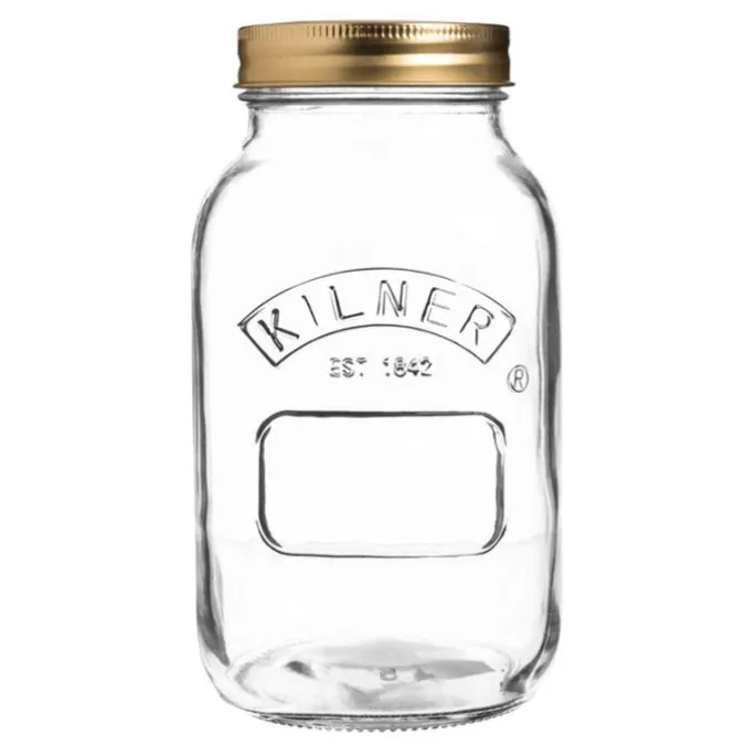 Tarro de cristal con tapa metálica dorada para sellado al vacío 1 litro - Kilner