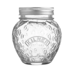 Tarro de cristal fresa, con tapa metálica plateada para sellado al vacío 400 ml - Kilner