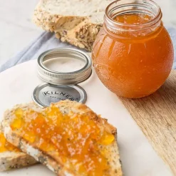 Tarro de cristal naranja, con tapa metálica plateada para sellado al vacío 400 ml - Kilner