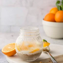 Tarro de cristal naranja, con tapa metálica plateada para sellado al vacío 400 ml - Kilner