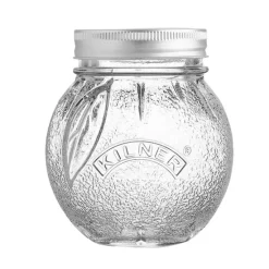 Tarro de cristal naranja, con tapa metálica plateada para sellado al vacío 400 ml - Kilner