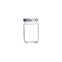 Tarro de cristal redondo con tapa vichy azul 93 ml - Kilner