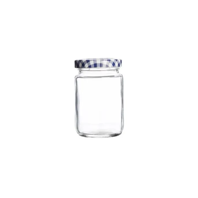 Tarro de cristal redondo con tapa vichy azul 93 ml - Kilner
