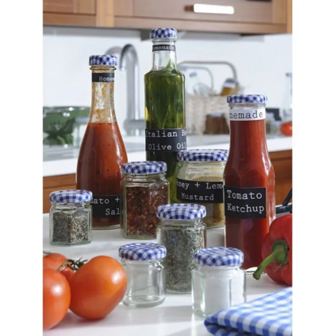 Tarro de cristal redondo con tapa vichy azul 93 ml - Kilner